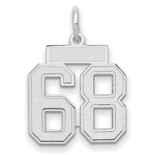 Image of 14K White Gold Small Satin Number 68 Charm
