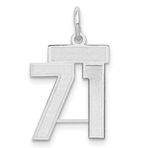 Image of 14K White Gold Small Satin Number 71 Charm