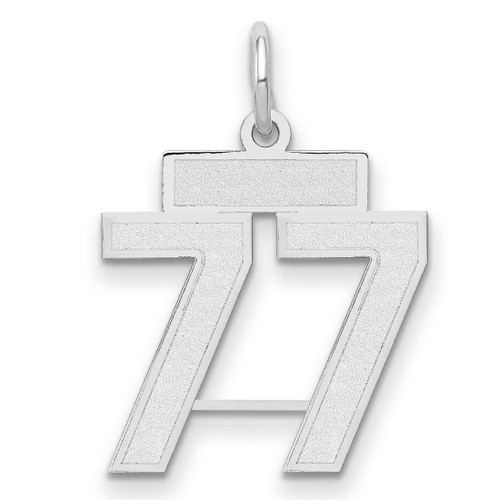 Image of 14K White Gold Small Satin Number 77 Charm