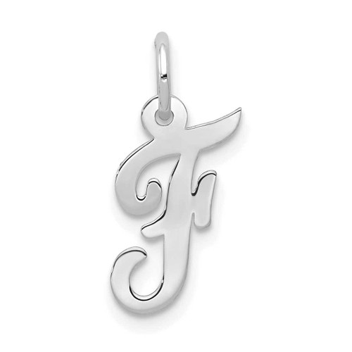 Image of 14K White Gold Small Script Initial F Charm