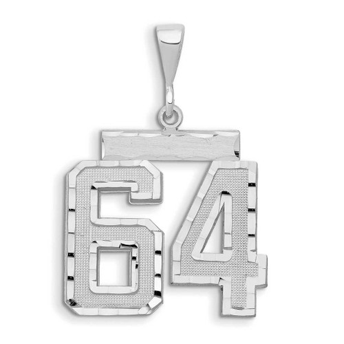 Image of 14K White Gold Small Shiny-Cut Number 64 Charm