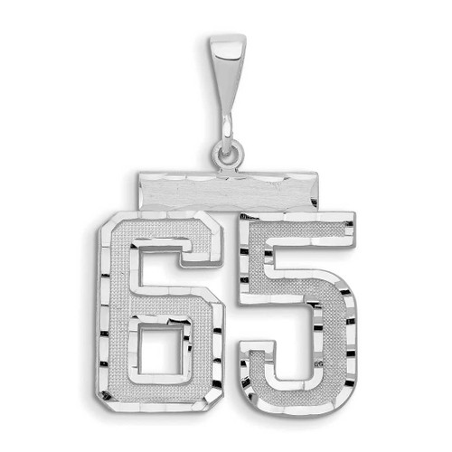 Image of 14K White Gold Small Shiny-Cut Number 65 Charm