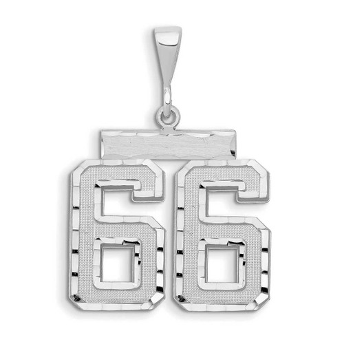 Image of 14K White Gold Small Shiny-Cut Number 66 Charm