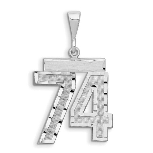Image of 14K White Gold Small Shiny-Cut Number 74 Charm