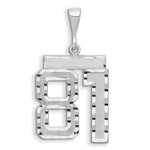 Image of 14K White Gold Small Shiny-Cut Number 81 Charm