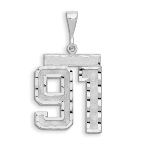 Image of 14K White Gold Small Shiny-Cut Number 91 Charm
