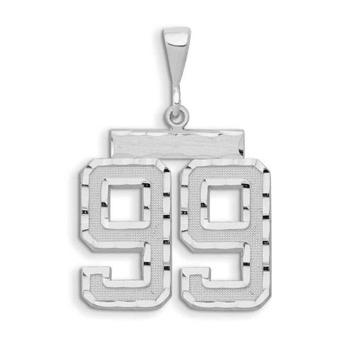 Image of 14K White Gold Small Shiny-Cut Number 99 Charm