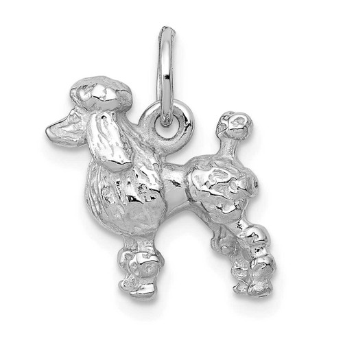 Image of 14K White Gold Solid 3-Dimensional Poodle Charm