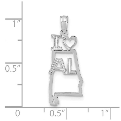 Image of 14K White Gold Solid Alabama State Pendant