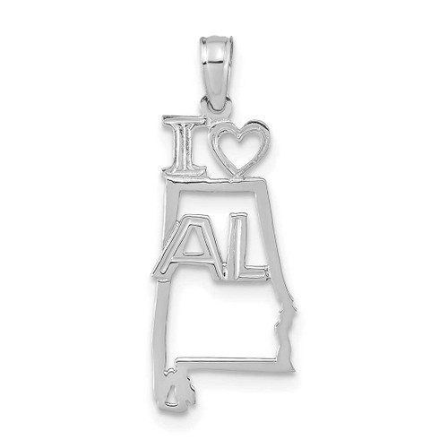 Image of 14K White Gold Solid Alabama State Pendant