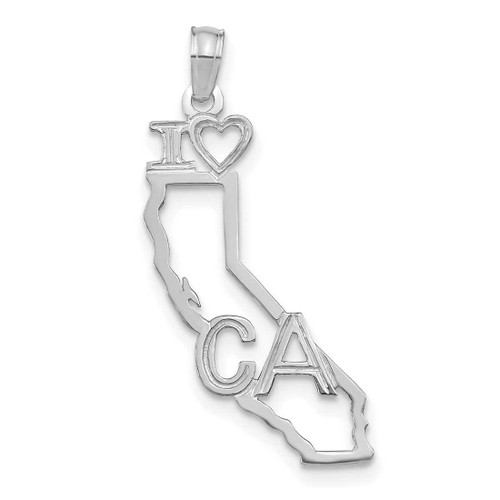 Image of 14K White Gold Solid California State Pendant