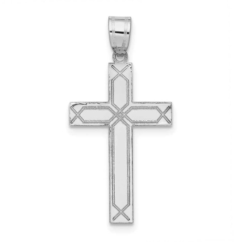 Image of 14K White Gold Solid Cross Pendant XWR29