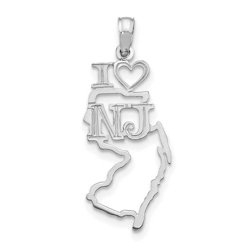 Image of 14K White Gold Solid New Jersey State Pendant