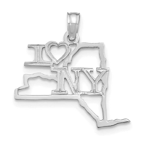 Image of 14K White Gold Solid New York State Pendant