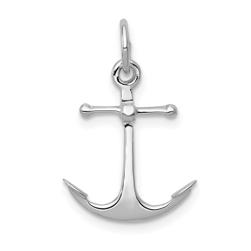 14K White Gold Solid Polished 3-Dimensional Anchor Charm K1058