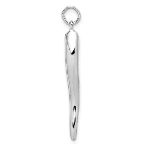 Image of 14K White Gold Solid Polished 3-Dimensional Large Italian Horn Charm