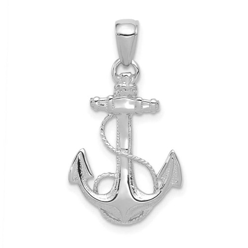 Image of 14K White Gold Solid Polished Anchor Pendant