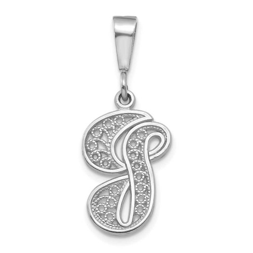 Image of 14K White Gold Solid Polished Filigree Initial G Pendant