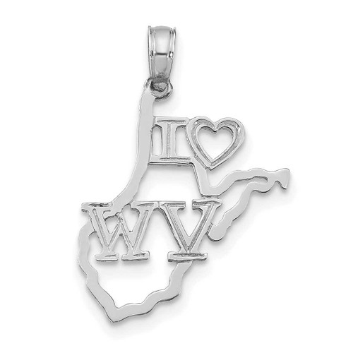 Image of 14K White Gold Solid West Virginia State Pendant