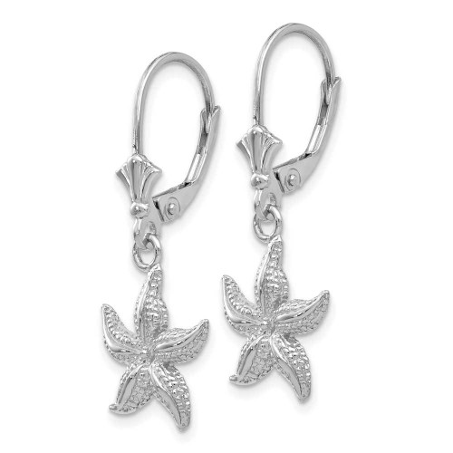 Image of 31mm 14K White Gold Starfish Leverback Earrings