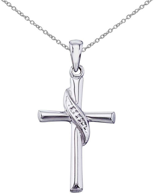 Image of 14K White Gold Swirl Cross Pendant (Chain NOT included)