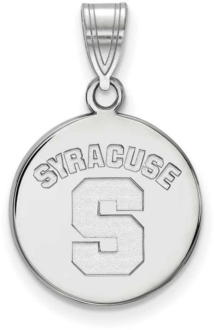 Image of 14K White Gold Syracuse University Medium Disc Pendant by LogoArt (4W043SYU)