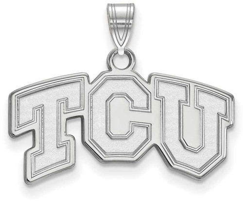 Image of 14K White Gold Texas Christian University Small Pendant by LogoArt (4W002TCU)
