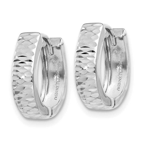 Image of 12mm 14K White Gold Textured and Polished Hinged Hoop Earrings YE1679