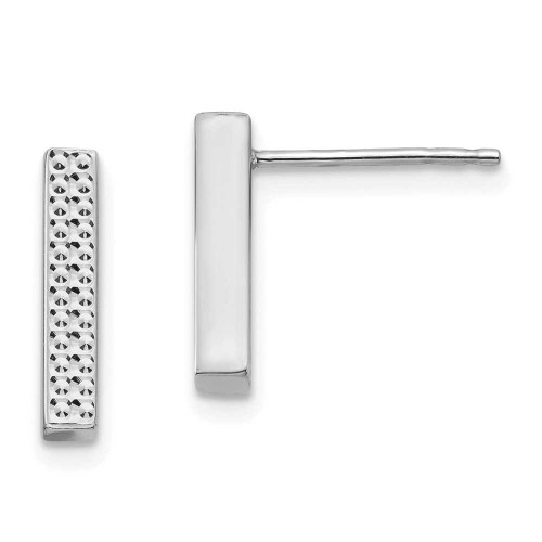 Image of 14.5mm 14K White Gold Textured Bar Stud Post Earrings