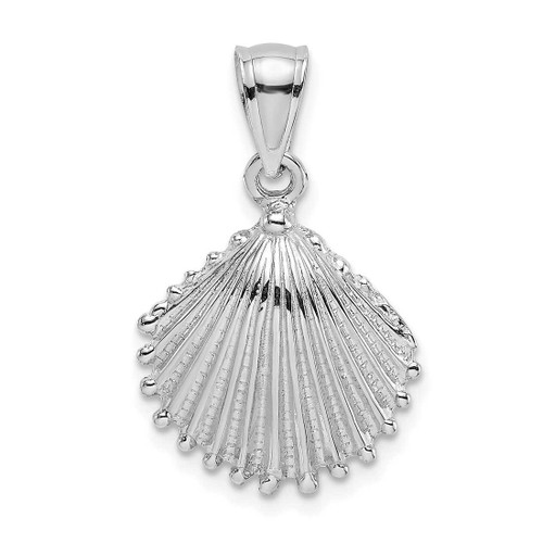 Image of 14K White Gold Textured Scallop Shell Pendant