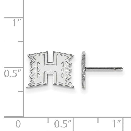 Image of 14K White Gold The University of Hawaii X-Small Post Earrings by LogoArt