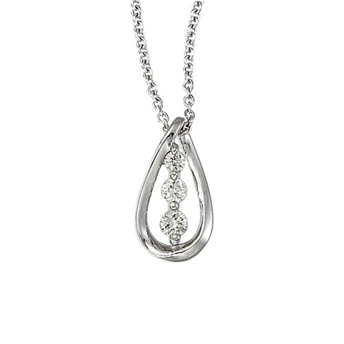 Image of 14K White Gold Three Stone Round Diamond Pendant (.17ctw) (Chain NOT included)