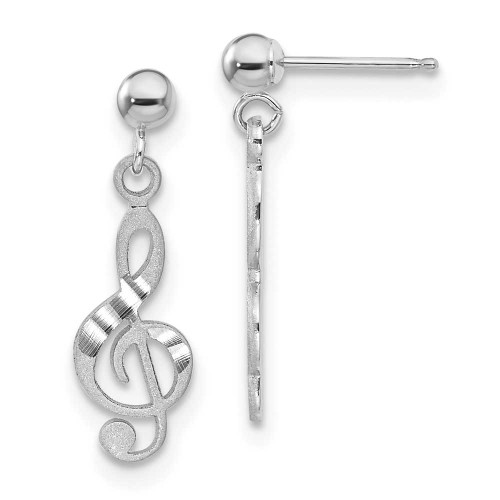 Image of 22mm 14K White Gold Treble Clef Dangle Earrings