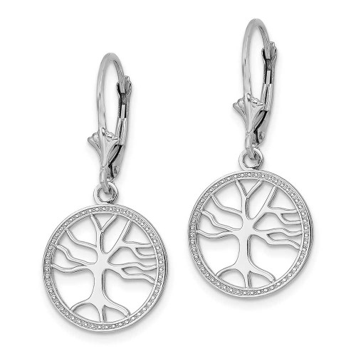 Image of 32.5mm 14K White Gold Tree Of Life In Found Frame Leverback Earrings