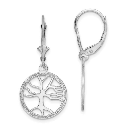 Image of 32.5mm 14K White Gold Tree Of Life In Found Frame Leverback Earrings