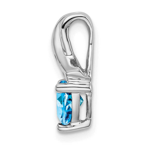 Image of 14K White Gold Trillion Blue Topaz & Diamond Pendant