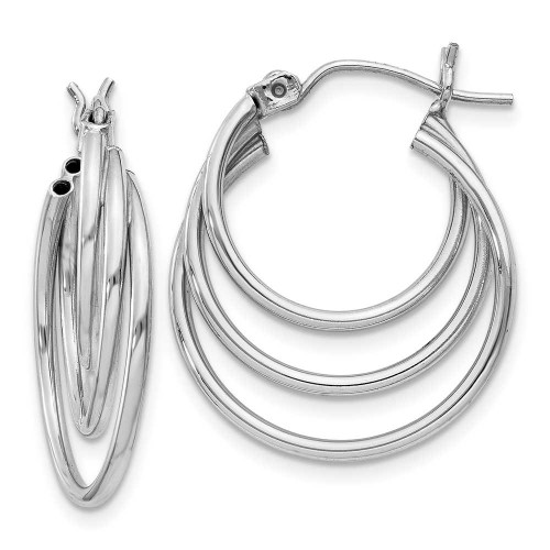 Image of 17mm 14K White Gold Triple Hoop Earrings