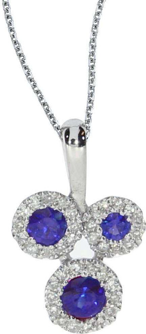 Image of 14K White Gold Triple Sapphire & .07ctw Diamond Pendant (Chain NOT included)