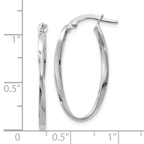 Image of 30mm 14K White Gold Twisted Oval Hoop Earrings