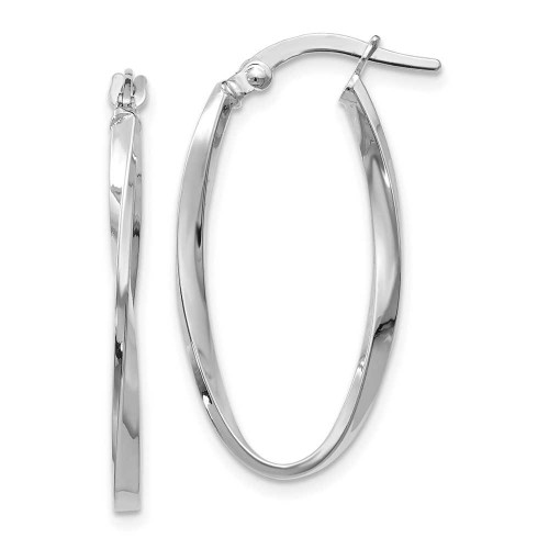 Image of 30mm 14K White Gold Twisted Oval Hoop Earrings