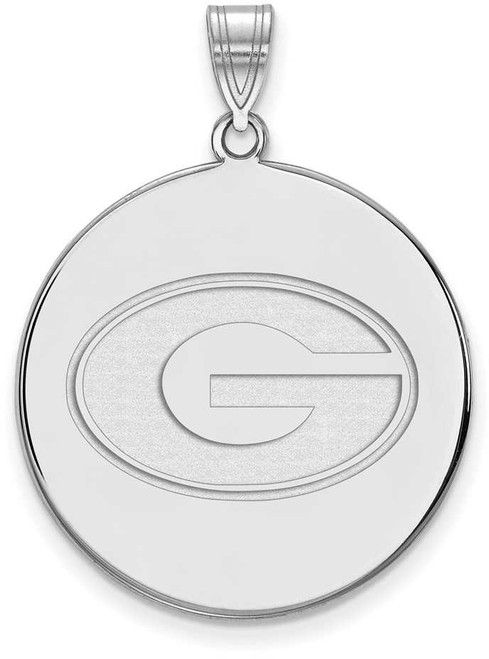 Image of 14K White Gold University of Georgia XL Disc Pendant by LogoArt (4W078UGA)