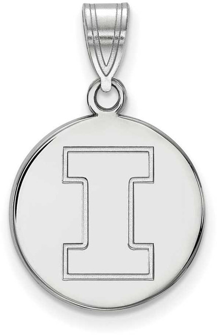 Image of 14K White Gold University of Illinois Medium Disc Pendant by LogoArt