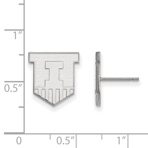 14K White Gold University of Illinois Small Post Earrings by LogoArt (4W050UIL)