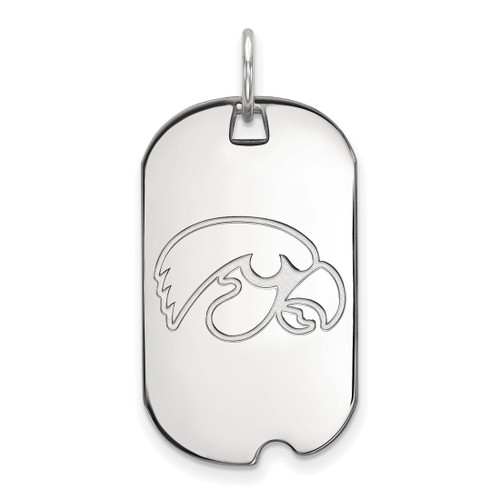14K White Gold University of Iowa Small Dog Tag by LogoArt