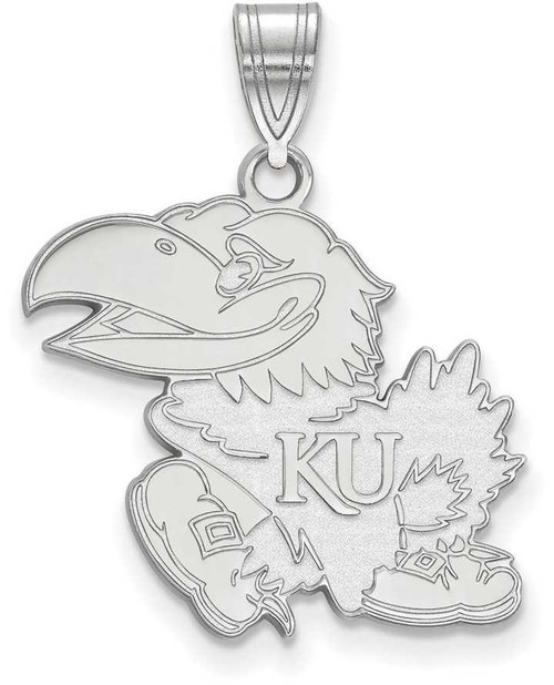 Image of 14K White Gold University of Kansas Large Pendant by LogoArt (4W004UKS)