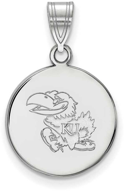 Image of 14K White Gold University of Kansas Medium Disc Pendant by LogoArt