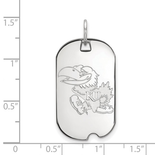 14K White Gold University of Kansas Small Dog Tag by LogoArt