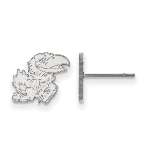 14K White Gold University of Kansas X-Small Post Earrings by LogoArt (4W055UKS)