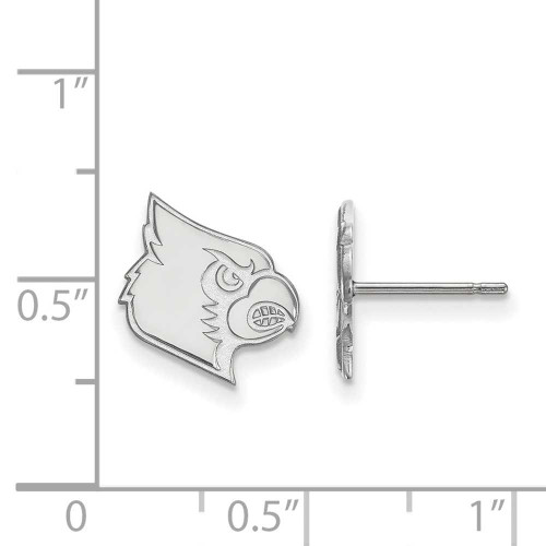 Image of 14K White Gold University of Louisville Small Post Earrings by LogoArt (4W046UL)