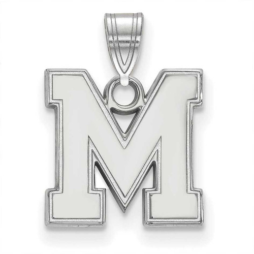 Image of 14K White Gold University of Memphis Small Pendant by LogoArt (4W035UMP)